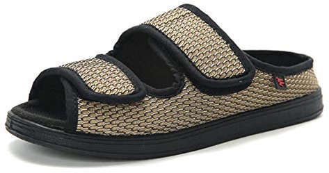 Nwarmsouth Chaussures oedème Respirants,Pantoufles diabétiques réglables, Chaussons de Femmes Enceintes Pieds enflés-42_Khaki,Chaussures Confortable pour Pieds Gonflés