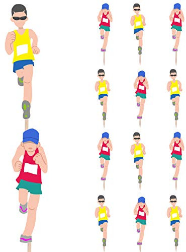 AK Giftshop Runners Running Birthday Party Food Cupcakes Picks Decorations Toppers (Pack of 14)