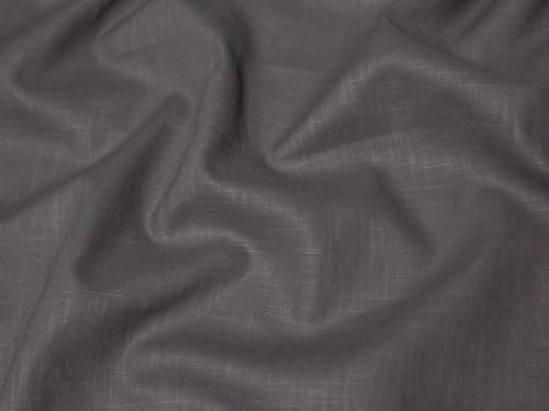 Stoff aus 100 % Leinen, grau, einfarbig, Meterware