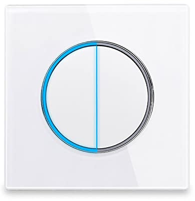 Circle 1/2/3/4 gang 2 way Push Button Wall Light Switch Glass Frame Light LED Indicator (white 2 gang 2 way)