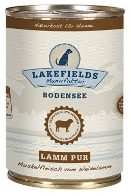 Lakefields Premium Hundefutter Nass | Lamm pur 100% | 6 x 400g | Reines Muskelfleisch | Wildfleisch aus artgerechter Tierhaltung | Getreidefreies Nassfutter für Hunde | Regional & Naturbelassen
