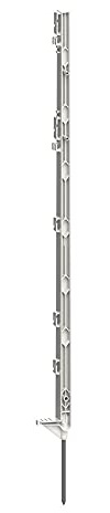 Kerbl Kunststoffpfahl Expert (weiß, 105 m hoch, 18 cm verzinkter Bodennagel, 5er Bund, mit Einzeltritt, für gängige Bänder/Litzen/Seile/Drähte geeignet, Pfahl für Weidezaun, Tierzubehör) 443421