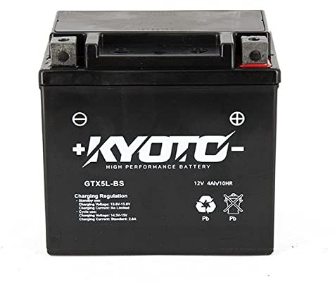 Batteria moto Kyoto SLA GTX5L-BS (YTX5L-BS) AGM - Senza manutenzione - 12 V 4 Ah - Dimensioni: 114 x 71 x 106 mm compatibile con KYMCO So Easy 100