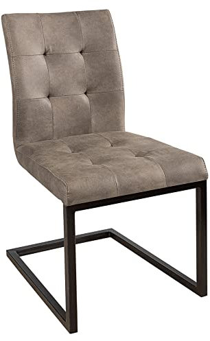 invicta INTERIOR riess-Ambiente.de Design Freischwinger Stuhl Oxford antik Taupe Eisengestell | eleganter Esszimmerstuhl oder Konferenzstuhl