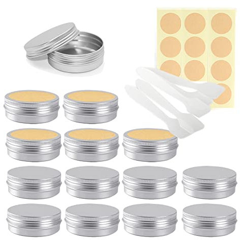Lusdoly 50 Pièces Pots en Aluminium Argent 100ml - Ø83x24mm Pot Cosmétique Bougie Aluminium Vides Pots de Voyage Rondes pour Crème avec Mini Spatule et Étiquette