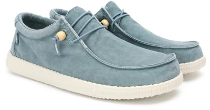 WALK IN PITAS | WP150 Washed | Mocassins pour Hommes | Chaussures Bateau | Slipon Loafers | Baskets d'été | Sneakers | Pantoufles Estivales | Chaussures de Walkinpitas | Aqua 44