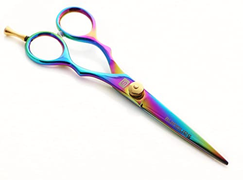 Left Handed Hair Scissors, Left Hand Hairdressers and Barber Shears, Titanium Sheen 6 inch - Presentation Case…