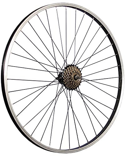28 Zoll Fahrrad Hinterrad Aluminiumfelge mit 7 Fach Schraubkranz schwarz