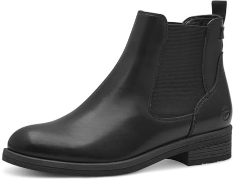 Tamaris Damen Chelsea Boots, Frauen Stiefeletten,TOUCHit-Fußbett,uebergangsschuhe,uebergangsstiefel,Schlupfstiefel,flach,Boots,Black,39 EU