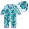 ADAVERANO Maillot de Bain bébé garçon uv50 + Avant Pleine Longueur zippé sunwear avec Chapeau de Protection Solaire.(Les Feuilles,92-98Cm)