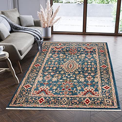 Mazovia Orientalisch Teppich - Traditioneller Teppich für Wohnzimmer, Esszimmer - Orient Teppiche Ornament - ÖKO-TEX Wohnzimmerteppich Blau - 200 x 305 cm