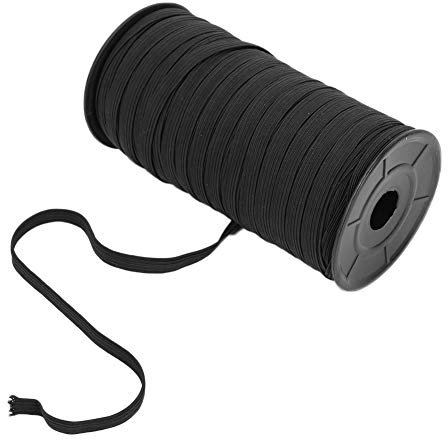 Fyearfly Gummiband, 8mm 100yard Gummiband Nähen Breit Stark Elastische Gummilitze Gummizug Hosengummi Heimtexilien Nähzubehör Gummiband für Kleidung, DIY, Gürtel, Ärmel, Ausschnitte(Schwarz)