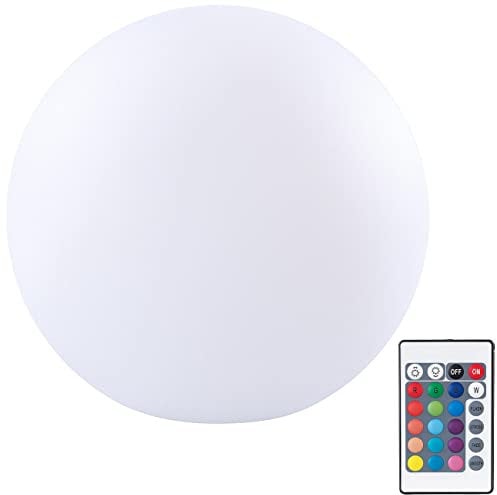 Lunartec Kugellampe: Kabellose Akku-Leuchtkugel für innen und außen, Ø30 cm, IP54, RGBW-LED (LED-Dekokugeln, Kugellampe Tischlampe, Tischlampen)