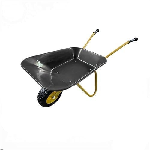 Carriola in metallo per bambini, colore nero/giallo, giocattolo, gioco, fattoria, giardinaggio