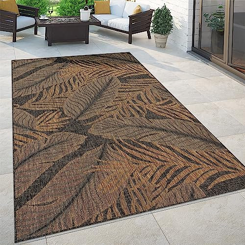 Paco Home Outdoor Teppich Flachgewebe mit Palmen- & Boho-Muster in Sisaloptik Modern langlebig, robust & wetterfest Ideal für Terrasse, Garten & Balkon, Grösse:160x220 cm, Farbe:Natur 2