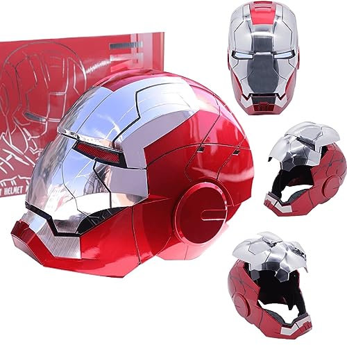 GEEOO Casco electrónico Mk5 1:1 de Irlan, con control de voz en inglés, apertura y cierre, máscara con sensor táctil y ojos LED iluminados para Navidad y Halloween