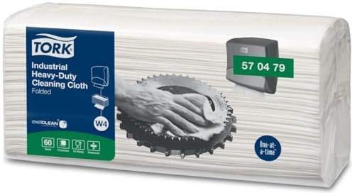 Tork Extra Starke Industrie Reinigungstücher Weiß W4, Mehrzweck, 60 Tücher, 570479