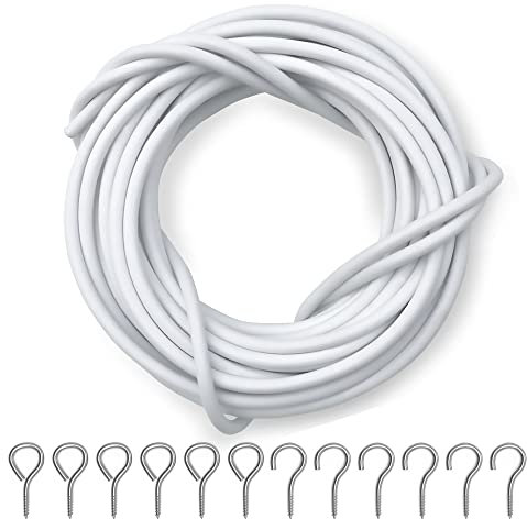 Dikots Net Curtain Wire and Hooks Set - 10 Meter Curtain wire kit includes 20 Eyes and 20 Hooks - A Multipurpose Wire