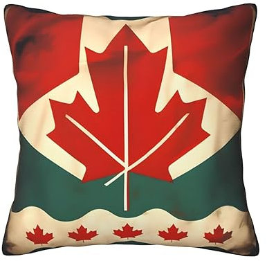 KoNsev Retro Kanada Flagge Wurfkissen Quadratisch Weiche Kissenbezüge für R Couch, Bett, Sofa, Bank, Stuhl, 45,7 x 45,7 cm