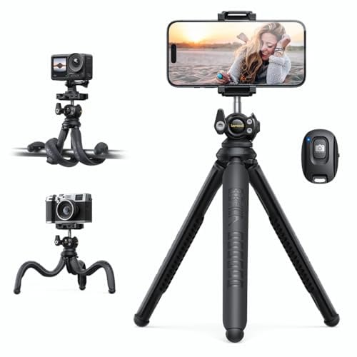 Lamicall Mobile Phone Tripod, Flexible Camera Tripod - Mini Cellphone Tripod Stand Holder, 360° Rotating Travel Smartphone Tripod Mount for Live Streaming, Cellphone, Camera
