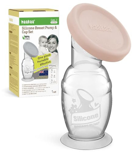 haakaa Tiralatte manuale con base di aspirazione e coperchio in silicone, set da 100 ml, fard