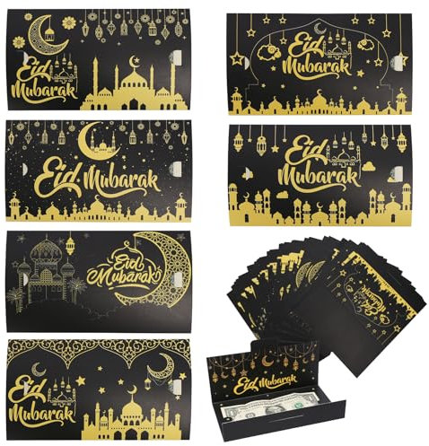 DATIFF 24 Stück Eid Mubarak Geldgeschenke Ramadan Geldkarten Eid Mubarak Geld Grußkarten Geld Geschenk für Freunde Familie Muslim Islamic Ramadan Eid Mubarak Geschenke Eid Mubarak Deko