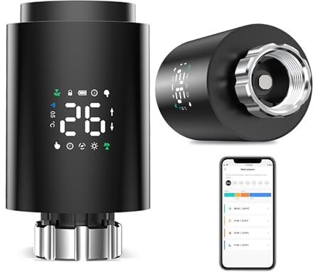 Válvula de radiador de termostato inteligente: válvula termostática programable, termostato Zigbee para ajuste de temperatura, control de aplicación, requiere Tuya Zigbee Hub, compatible con Alexa,