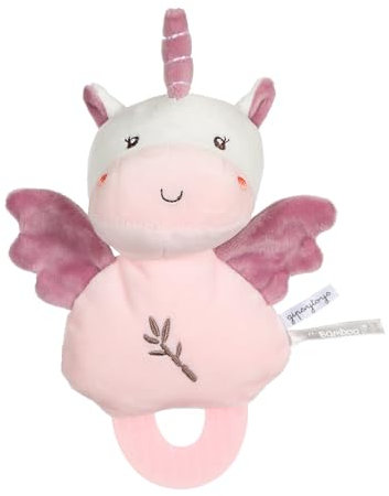 GIPSY TOYS – DOUDOU DE DENTITION LICORNE – GAMME « BAMBOO » - 17 CM S/CARTE – ROSE– 1ER AGE