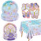 61 Pieces Butterfly Birthday Decorations - Butterfly Paper Plates, Napkins and Tablecloth for Fairy Birthday Decorations Fairy Birthday Party Supplies, Serve 20