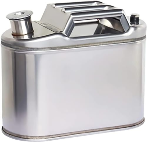 Edelstahl Benzinkanister, 5L/10L/15L/20L Tragbarer Metallkanister mit Tragbarem Griff, Automatische Lüftungsdüse, Energiesparender Auto Kraftstoffkanister für Benzin u