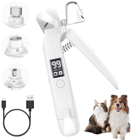 Simpeak Lima Unghie Elettrica per Cani e Gatti 2 in 1, Tagliaunghie per Gattini con Display Elettronico, Tagliaunghie Elettrico Ricaricabile per Cani, Gatti e Altri Animali Domestici