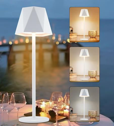 Vegawumen Led Tischleuchte Kabellos 3 Farbtemperatur, Akku Tischleuchte Touch Control, Led Tischlampe Akku USB Aufladbar, Tischleuchte Kabellos, Einstellbare Helligkeit Weiß