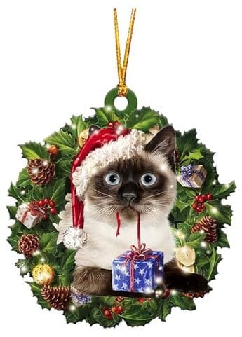 1pc Christmas Acrylic Double Side Christmas Wreath For Cats Decorations Christmas Tree Decorations Crafts Hanging Decorations Hanging Beads for Doorways 70's (B, One Size)