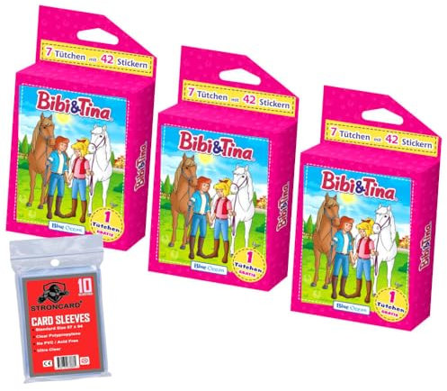 Bundle mit Blue Ocean Bibi & Tina Sticker Serie 2 - Pferdesticker Sammelsticker (2024) - Exklusive STRONCARD Hüllen - 3 Blister