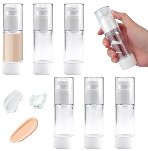 Lot de 6 Distributeurs de Crème Airless 30 ML,Vide Airless Pompe Bouteilles en Plastique,Distributeur de Crème sous Vide,Petit Flacons à Pompe sans Air,Vide Airless Pompe Flacon pour Crème Cosmétique