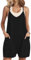 Zeagoo Jumpsuit Damen Kurz Sommer Ärmellos Rompers Casual Lose Shorts Playsuit Breites Hosenbein Einteiler Ganzkörperanzug mit Taschen Schwarz XXL