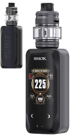 SMOK X-Priv Plus Vape Kit - [Requires 2 x 18650 Battery - Sold Separately] 225w, MTL, RDTL and DTL Vaping, Threaded 510 Connection, No Nicotine (Black)