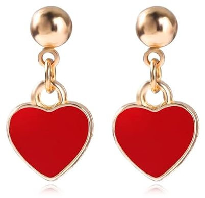 Herz Ohrringe, Heart Earring, Ohrringe Herzform, Herz Ohrstecker, Ohrringe Damen, Herz Ohrringe für Frauen, Herz Ohrringe Valentinstag, Ohrringe Hängend, Erlesener Schmuck für Damen (Rosa)