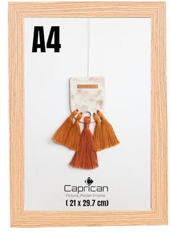 caprican A4 Picture Frames - Oak Photo Frame with Safe Perspex Front - A1 A2 A3 A4 A5 Photo Frames Multiple Pictures Sizes Colors, Portraits & Wall Mounting Orientation (21 x 29.7 cm)