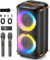 Máquina de karaoke con 2 micrófonos inalámbricos, altavoz de karaoke Bluetooth portátil para adultos, sistema PA de fiesta grande con luces Dicso y subwoofers de escenario dobles de 6.5 pulgadas para