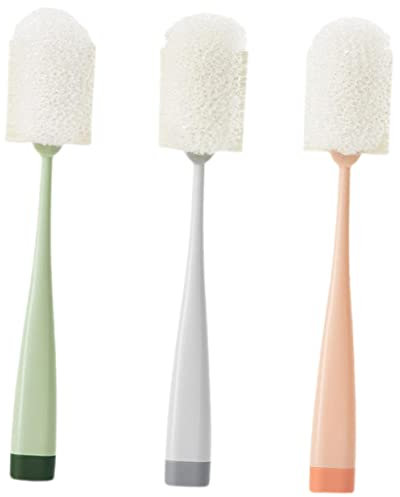 MOLUCKFU 3pcs Long Handle Bottle Cleaning Brush Versatile Water Mug Scrubber for Household Use for Milk Bottles Vases and Narrow Neck Containers Grey