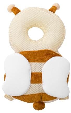 Baby Kopfschutz Rucksack, Weich und Bequem, Süßes Design, Verstellbare Schultergurte, Geeignet zum Krabbeln und Laufenlernen（Biene）