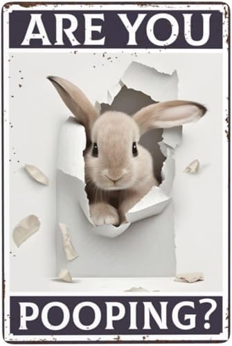 Metall-Blechschild im Vintage-Stil, Aufschrift Are You Pooping With Cute Bunny Metal Signs For Room Home Office Bathroom Bar Kitchen Restaurant Decorations, Art Poster Wall Decor Sign 20,3 x 30,5 cm