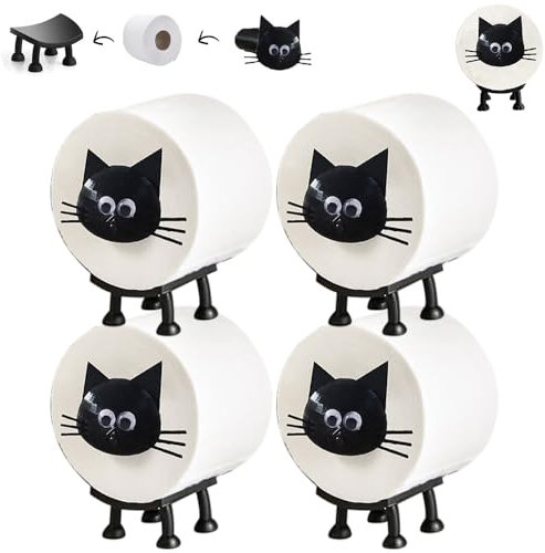 BIZOI Katzen Toilettenpapierhalter, 4 Stück Katzen-Rollenhalter, Lustiger 3D Gedruckter Klorollenhalter, Katzenpapierhandtuchhalter für WC Rollen Aufbewahrung, Badezimmer Dekoration