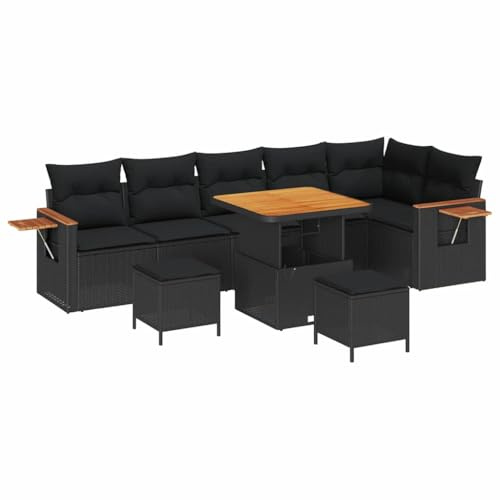 vidaXL 9-teiliges Garten-Sofa-Set mit Kissen – modernes, langlebiges und wetterfestes Polyrattan-Möbel für deinen Patio und Deine Terrasse. Perfekt zum Entspannen in der Lounge!