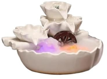 SDA287MZ Fontana da Interno Fontana da Tavolo in Ceramica con Cascata Alta, Ornamenti Luminosi, Sfera Decorativa Feng Shui, atomizzatore Fontanella Decorativa