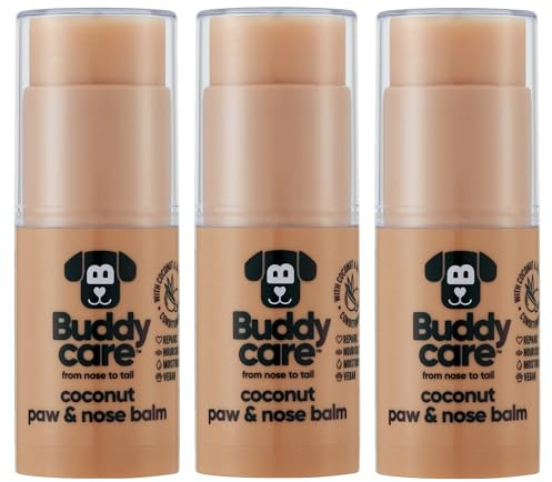 Buddycare Dog Paw & Nose Balm - Coconut Protects & Repairs Dry, Cracked & Chapped Skin | Vegan & Cruelty-Free, Moisturises & Nourishes | Pocket Sized Grooming Accessory (Pack of 3)