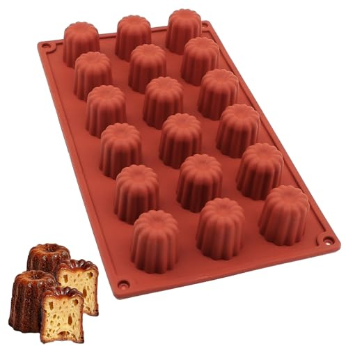 MISIQIMA Silikon Cannelé Form mit 18 Mulden, ø 35 mm Wiederverwendbare Mini Cannelé Silikonform, Antihaft Caneles Formen