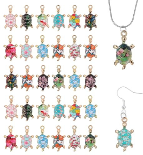 Aphumedc 30 Stück Emaille Anhänger Meeresschildkröten Bunte Schildkröte | Tier Anhänger aus Legierung für Schmuckherstellung Bastelperlen für DIY Armbänder Halsketten Schmuckherstellung Ohrringe