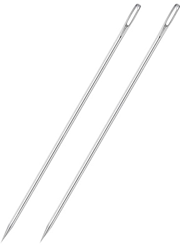 2pz Ago Per Tappezzeria Con Grande Occhiello Extra Lungo 6Ago Da Cucito A Mano Dritto Facile Da Infilare in Acciaio Inossidabile Per Mobili in Pelle